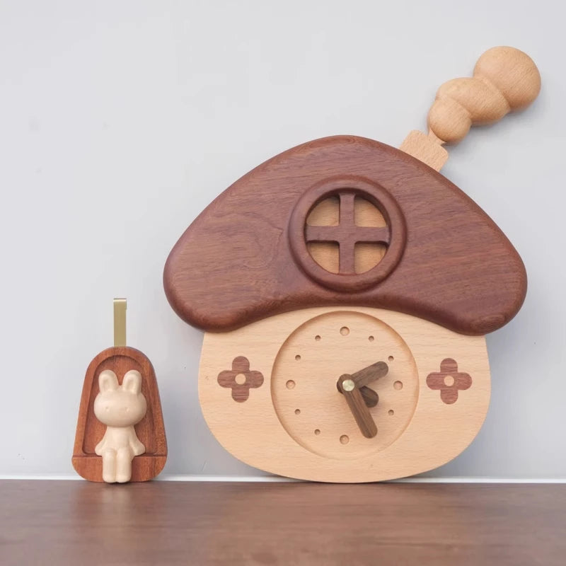 Cute Kids Room Wall Clock Wooden