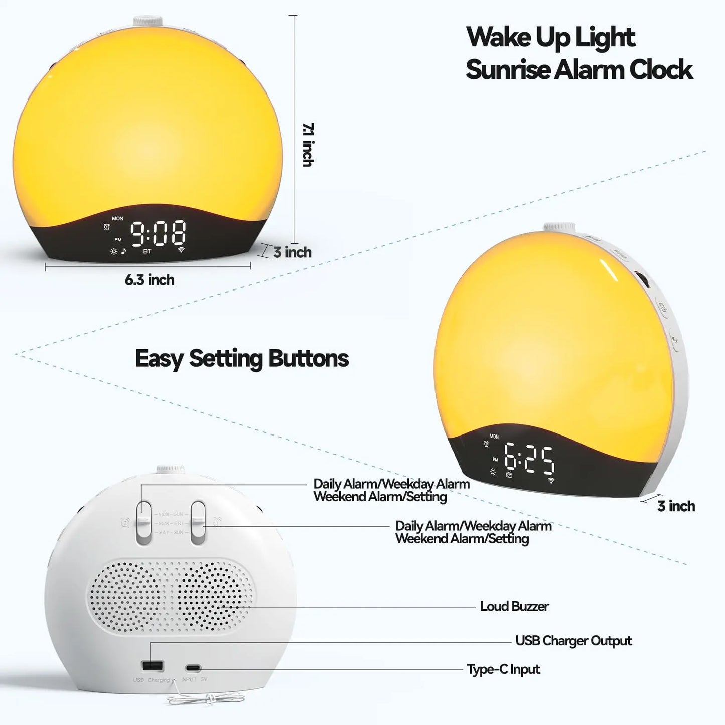 Sunrise Alarm Clock, Bluetooth FM Radio